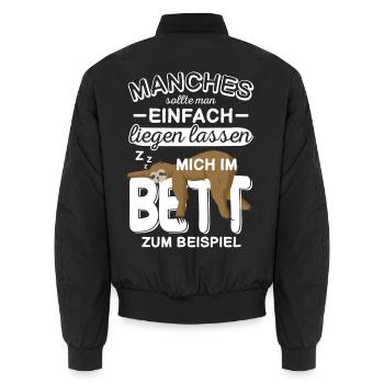 Faultier Schlafshirt Schlafanzug Faultier Pyjama - Unisex Bomberjacke - Schwarz - Hinten - AI Model Male 185 light (185cm)