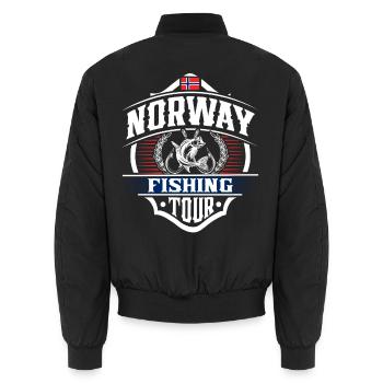 Norwegen Angeln Angler - Unisex Bomberjacke - Schwarz - Hinten - AI Model Male 185 light (185cm)