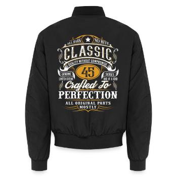 45th birthday - Unisex Bomber Jacket - black - Back - AI Model Male 185 light (185cm)