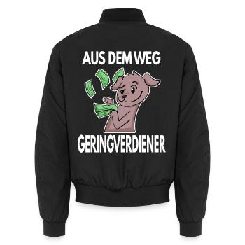 Aus dem Weg du Geringverdiener - Kapitalismus - Unisex Bomberjacke - Schwarz - Hinten - AI Model Male 185 light (185cm)