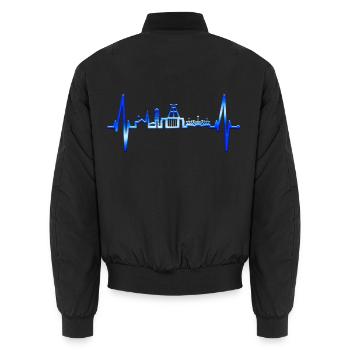 Bochum Herzschlag Bochumer Skyline Heimat Ruhrpott - Unisex Bomberjacke - Schwarz - Hinten - AI Model Male 185 light (185cm)