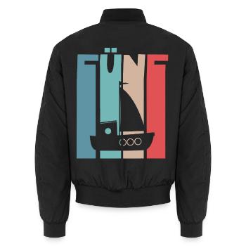 5 Jahre Kindergeburtstag Boot Schiff Segelschiff - Unisex Bomberjacke - Schwarz - Hinten - AI Model Male 185 light (185cm)