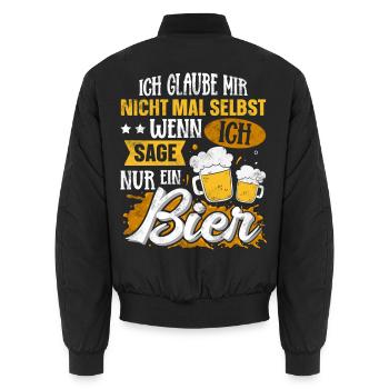Lustiger Bier Spruch - Unisex Bomberjacke - Schwarz - Hinten - AI Model Male 185 light (185cm)