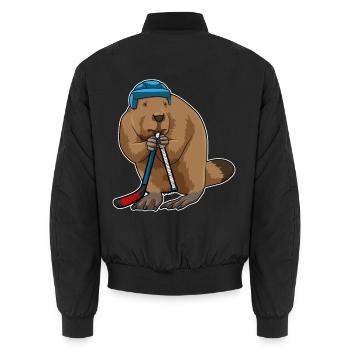 Biber Eishockey Eishockeyschläger - Unisex Bomberjacke - Schwarz - Hinten - AI Model Male 185 light (185cm)