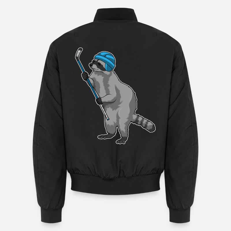 Waschbär Eishockey Eishockeyschläger - Unisex Bomber Jacket - black