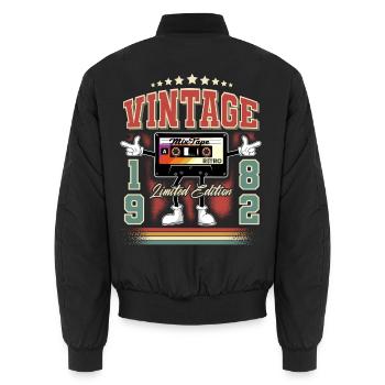 1982 Année de naissance Cassette vintage - Bomber unisexe - noir - Dos - AI Model Male 185 light (185cm)