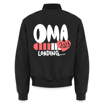 Oma 2023 - Werdende Oma 2023 - Unisex Bomberjacke - Schwarz - Hinten - AI Model Male 185 light (185cm)