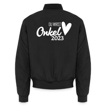 Onkel 2023 - Onkel werden - Unisex Bomberjacke - Schwarz - Hinten - AI Model Male 185 light (185cm)