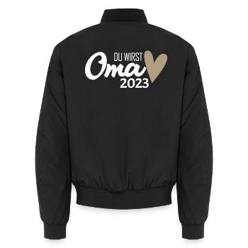 Oma 2023 - Werdende Oma 2023 - Unisex Bomberjacke - Schwarz - Hinten - AI Model Male 185 light (185cm)