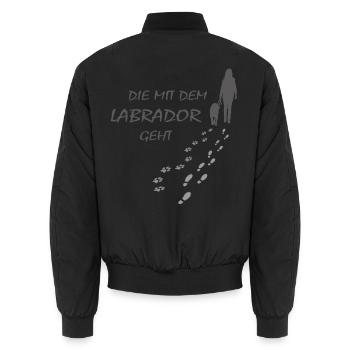 Die mit dem Labrador geht, Hundepfoten Labbi Gassi - Unisex Bomberjacke - Schwarz - Hinten - AI Model Male 185 light (185cm)