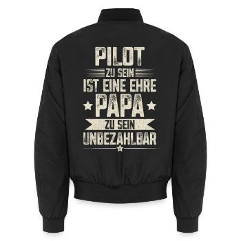 Pilot Papa Vater Vatertag - Unisex Bomberjacke - Schwarz - Hinten - AI Model Male 185 light (185cm)