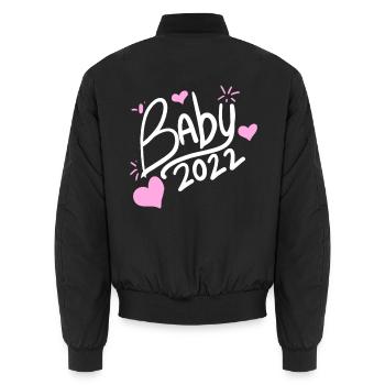 Baby 2022 - Neugeborenes Baby 2022 Mädchen Tochter - Unisex Bomberjacke - Schwarz - Hinten - AI Model Male 185 light (185cm)