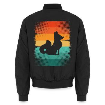 Fox - Unisex Bomber Jacket - black - Back - AI Model Male 185 light (185cm)