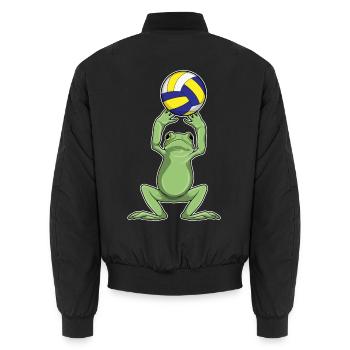 Frog Volleyball Player Volleyball - Unisex Bomber Jacket - black - Back - AI Model Male 185 light (185cm)