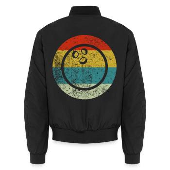 retro vintage bowling - Unisex Bomber Jacket - black - Back - AI Model Male 185 light (185cm)