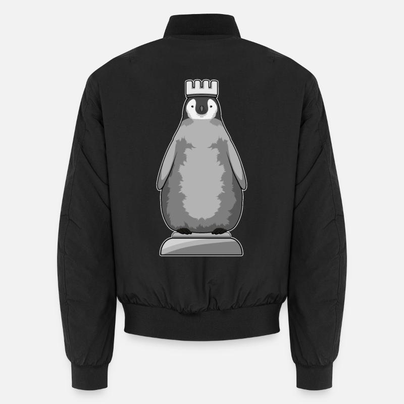 Pinguin als Schachfigur König - Unisex Bomberjacke - Schwarz