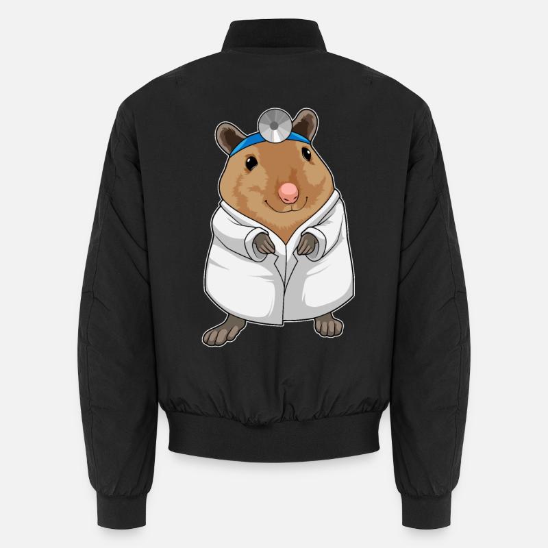 Ratte als Arzt mit Arztkittel - Unisex Bomberjacke - Schwarz