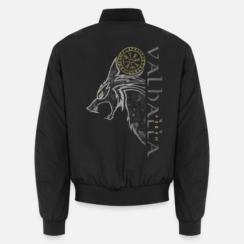 Valhalla Wolf Vegvisir Wikinger Runenkompass - Unisex Bomberjacke - Schwarz