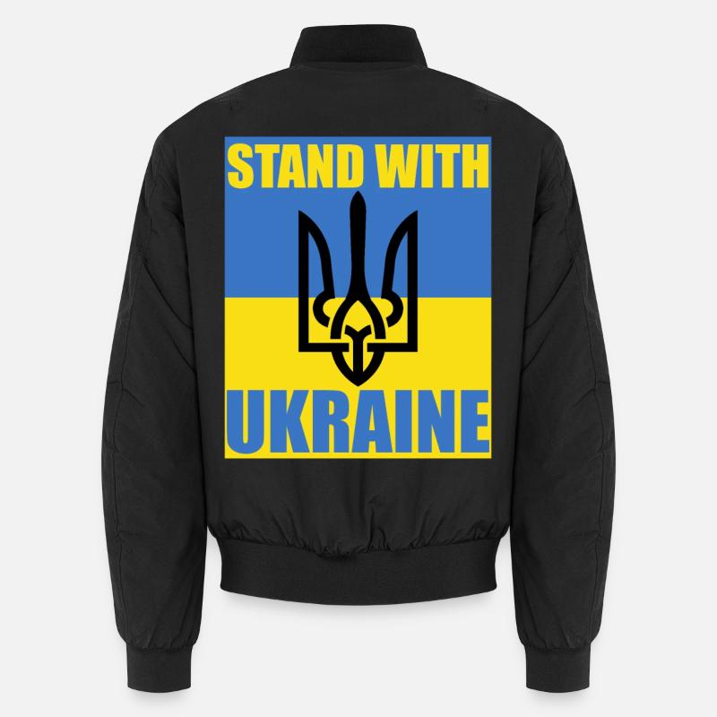 Stand With Ukraine Drapeau Trident Soutien Maillot Bomber unisexe