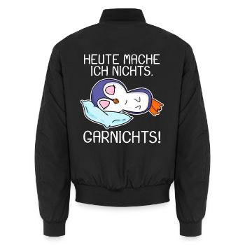 Pinguin schlafen Spruch lustig Faul - Unisex Bomberjacke - Schwarz - Hinten - AI Model Male 185 light (185cm)