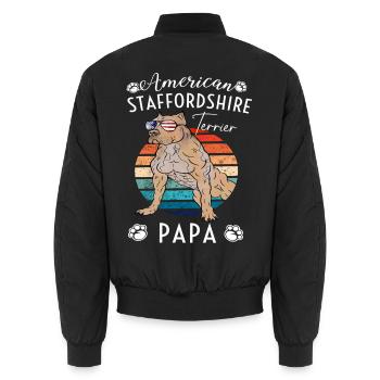 American Staffordshire Terrier Papa - Unisex Bomberjacke - Schwarz - Hinten - AI Model Male 185 light (185cm)