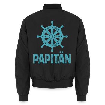 Papitän Vater Kapitän Motorboot Segeln Boot Schiff - Unisex Bomberjacke - Schwarz - Hinten - AI Model Male 185 light (185cm)