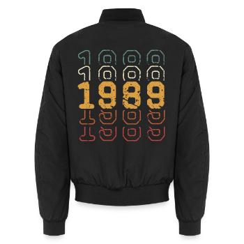1989 - Unisex Bomber Jacket - black - Back - AI Model Male 185 light (185cm)