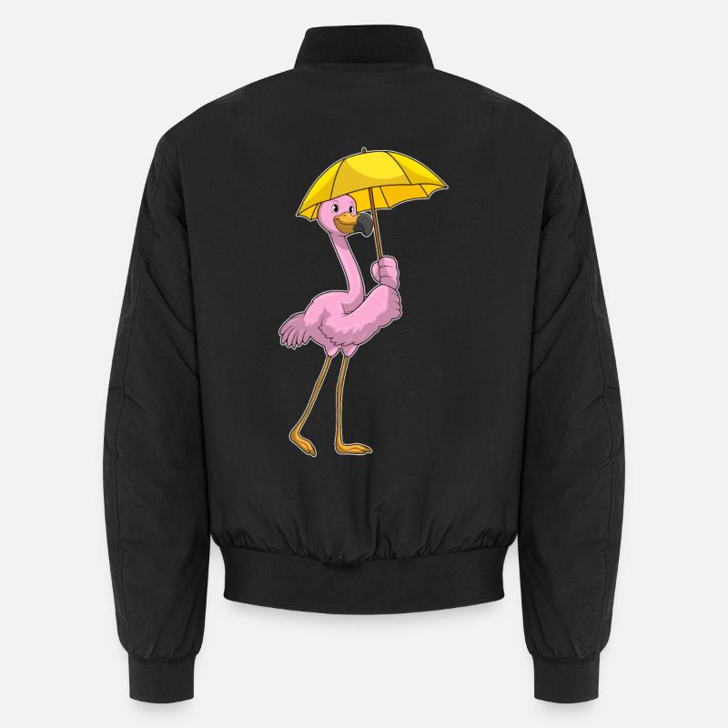 Flamingo Umbrella - Unisex Bomber Jacket - black