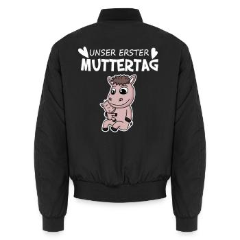 Muttertag - erster Muttertag Geschenk - Unisex Bomberjacke - Schwarz - Hinten - AI Model Male 185 light (185cm)