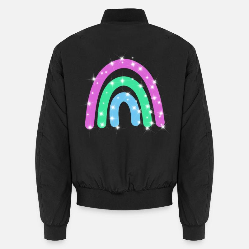 Polysexual Glitter Rainbow - Unisex Bomber Jacket - black
