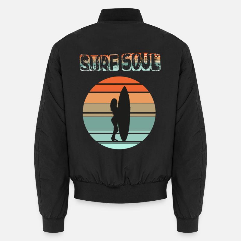 Surfer silhouette with sunset Unisex Bomber Jacket