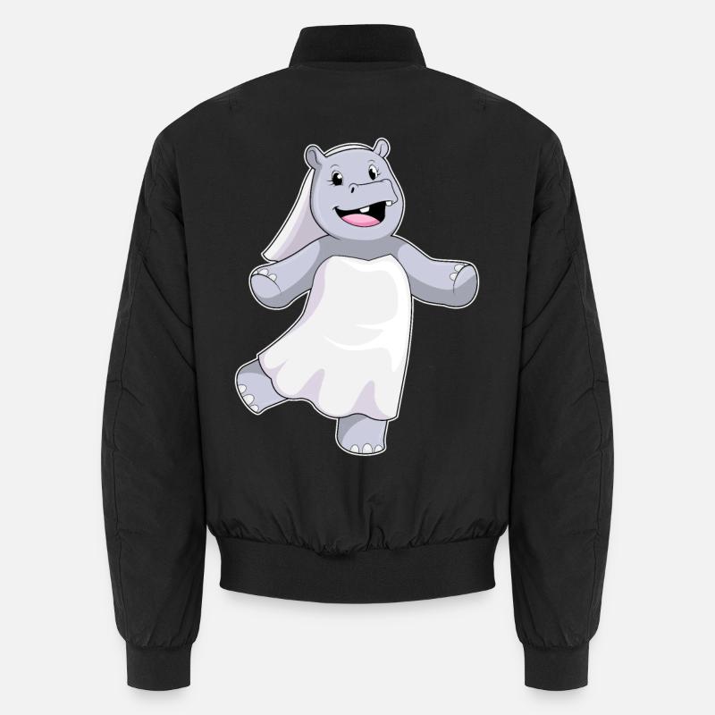 Hippopotame comme une mariée avec voile - Bomber unisexe - noir