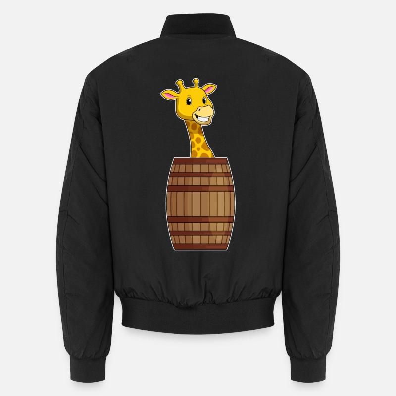 Giraffe mit Fass - Unisex Bomberjacke - Schwarz