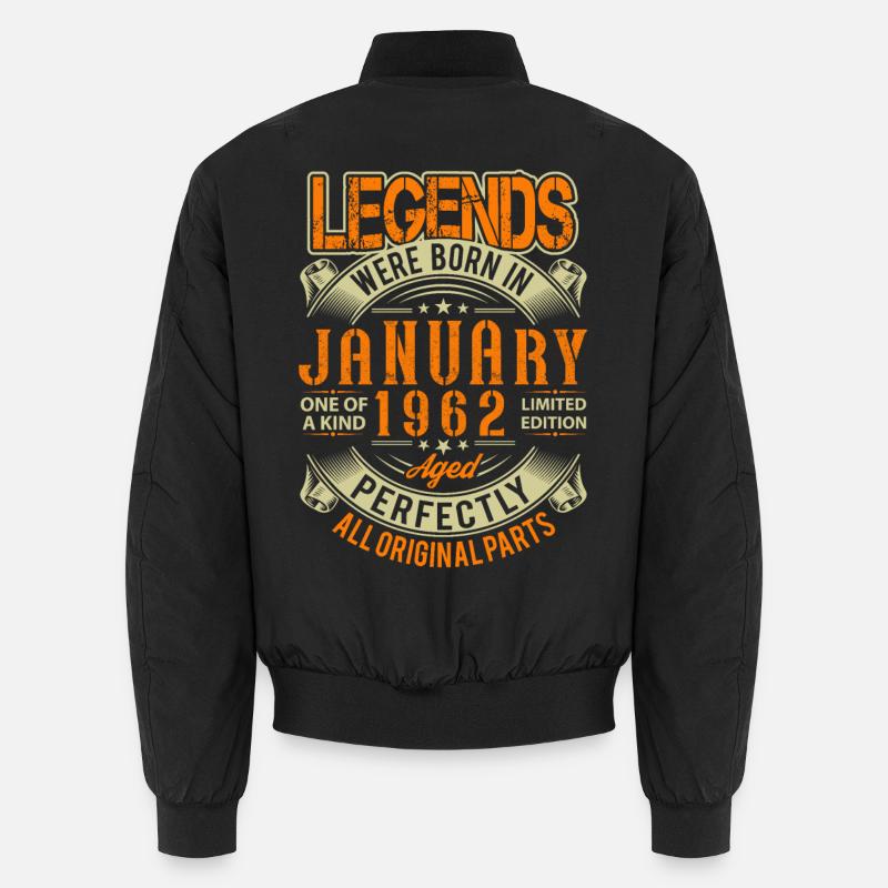 1962 Légende de l’anniversaire de janvier Bomber unisexe