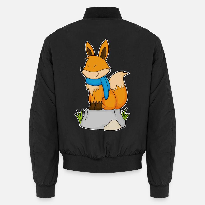 Fox Scarf - Unisex Bomber Jacket - black