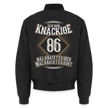 86. Geburtstag Lustig Geschenk - Unisex Bomberjacke - Schwarz - Hinten - AI Model Male 185 light (185cm)