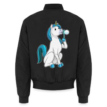 Unicorn Soap Bubbles - Unisex Bomber Jacket - black - Back - AI Model Male 185 light (185cm)