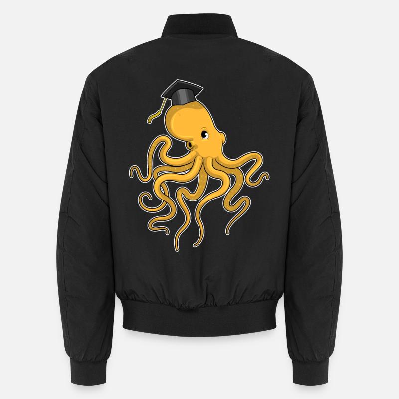 Krake als Student mit Diplom - Unisex Bomberjacke - Schwarz