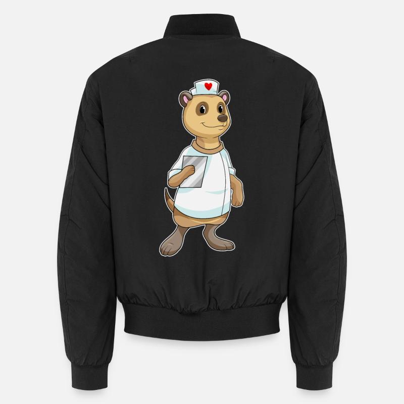 Erdmännchen als Krankenschwester mit Herz - Unisex Bomberjacke - Schwarz