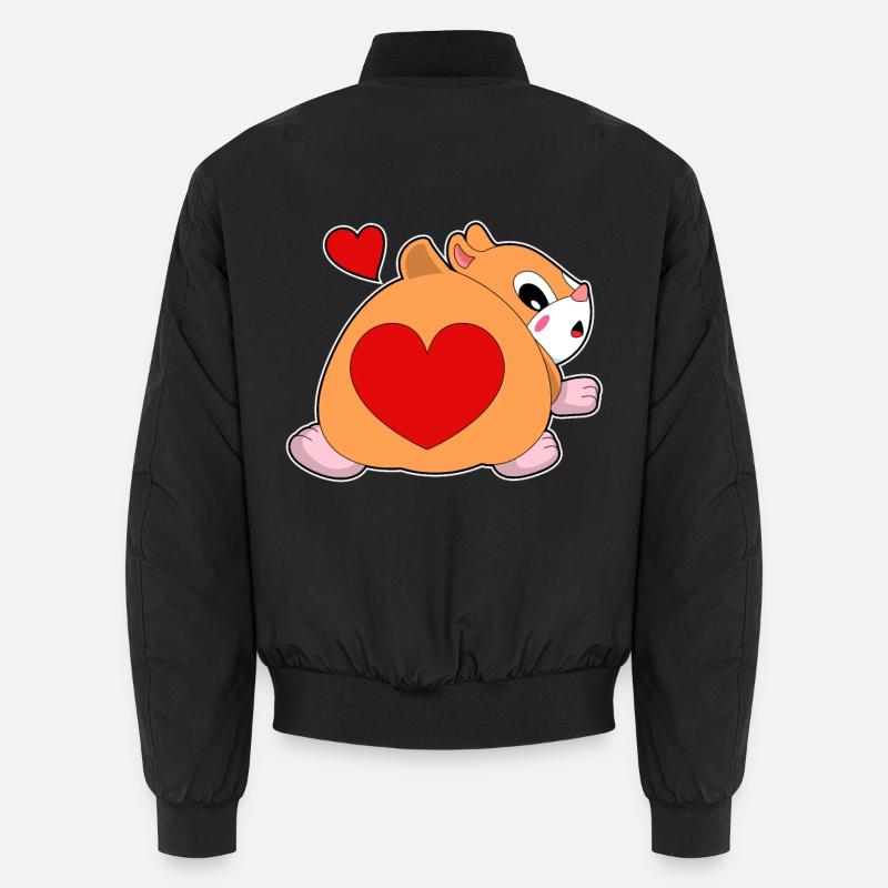 Hamster avec cœur - Bomber unisexe - noir