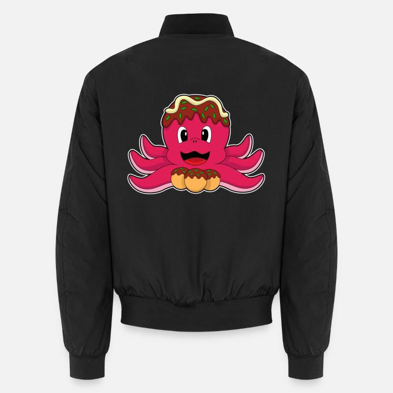 Poulpe avec gâteau - Bomber unisexe - noir