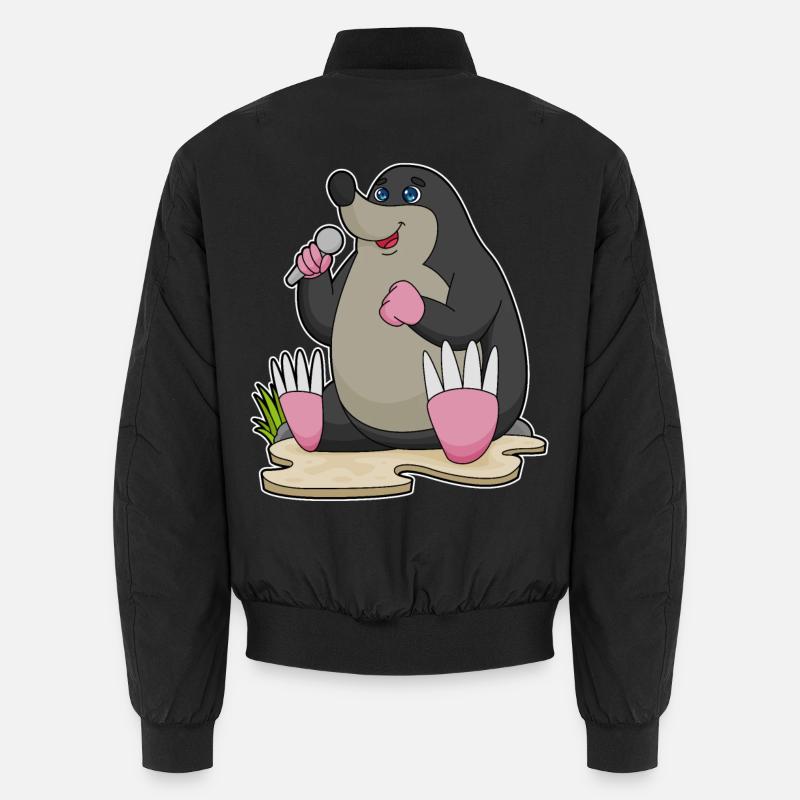 Mole Singer Microphone Singing - Unisex Bomber Jacket - black