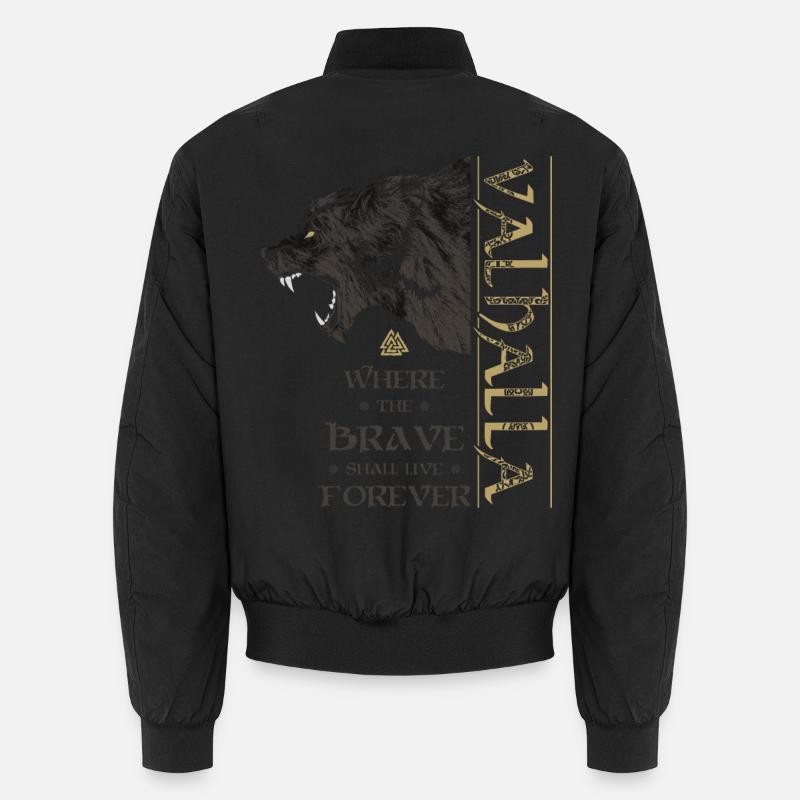 Valhalla Wikinger Bär Grizzlybär Wotansknoten Unisex Bomberjacke