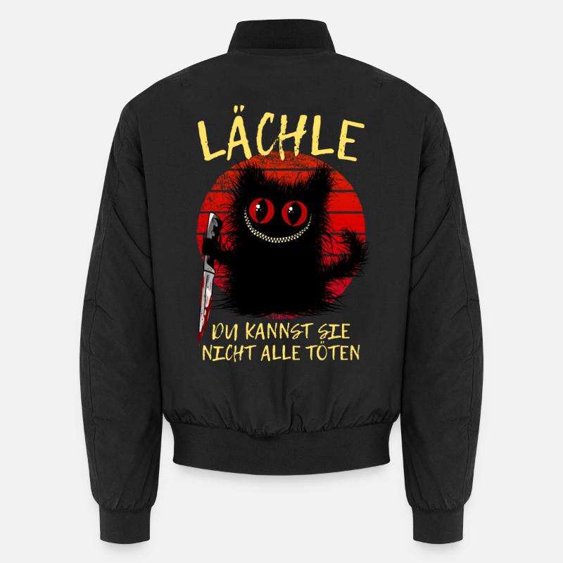 Lächle Grinsekatze Verrückte Katze Mit Messer Unisex Bomberjacke