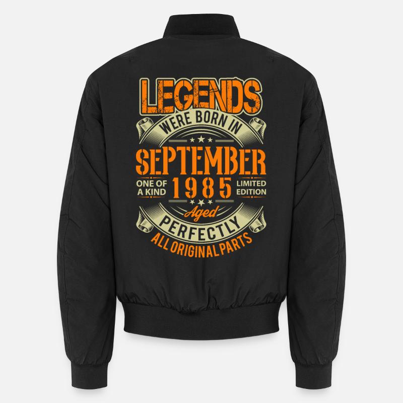1985 September Birthday Legend - Unisex Bomber Jacket - black
