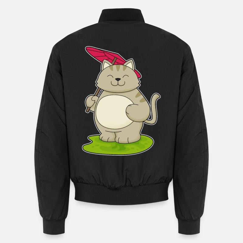 Katze Regenschirm - Unisex Bomberjacke - Schwarz