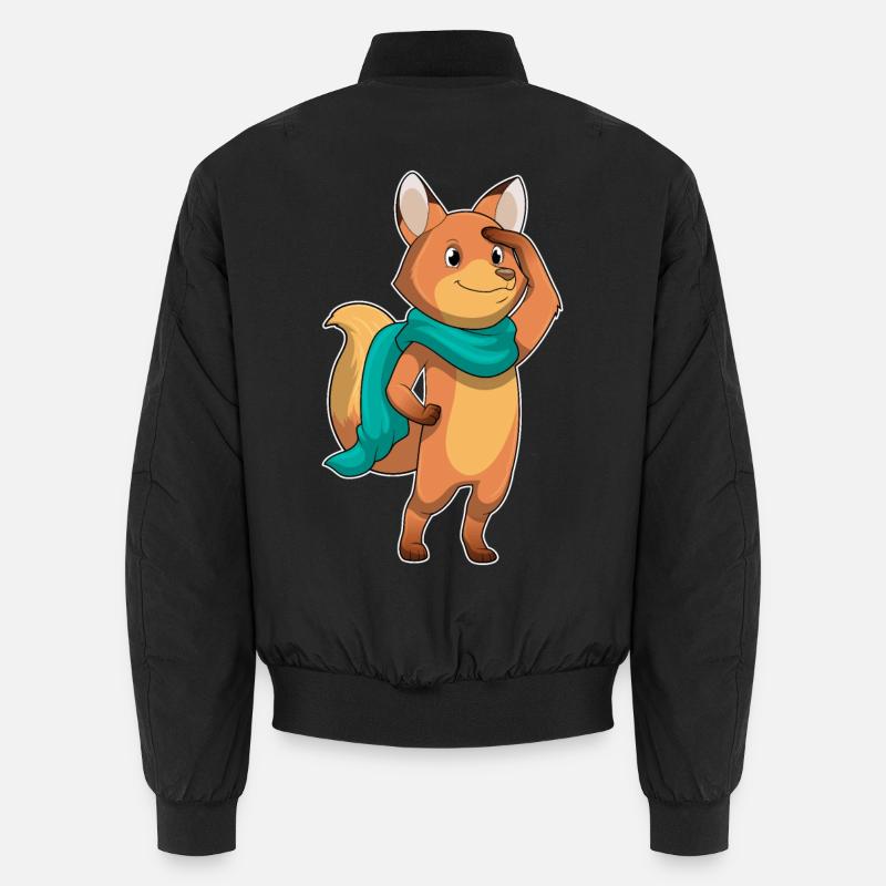 Fuchs mit Schal - Unisex Bomberjacke - Schwarz