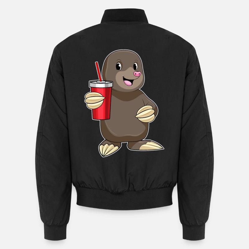 Maulwurf mit Trinkbecher - Unisex Bomberjacke - Schwarz