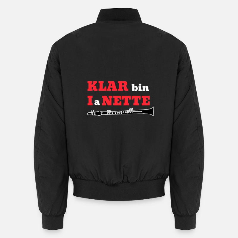 KLAR bin I a NETTE Klarinette Wortspiel Unisex Bomberjacke