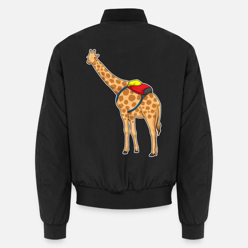 Giraffe Student Backpack School - Unisex Bomber Jacket - black